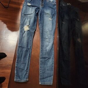 RSQ Women's Distressed Skinny Jeans in Blue